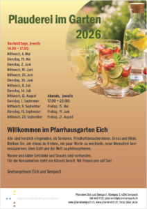 Plauderei im Pfarrhausgarten 2026